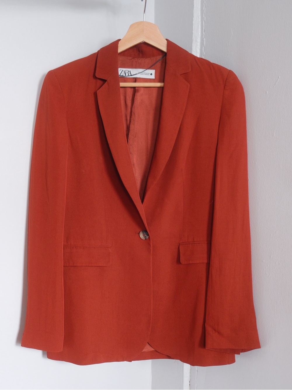 Zara Brick Orange Single-Button Blazer